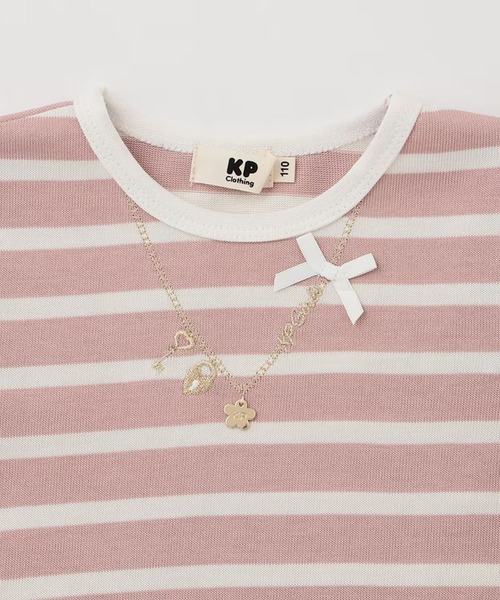 KP（ケーピー）の「ボーダー後ろ裾フリル長袖Ｔシャツ（Tシャツ/カットソー・キッズ・ピンク/サックスブルー・110cm/120cm/130cm/140cm）」の9枚目の写真