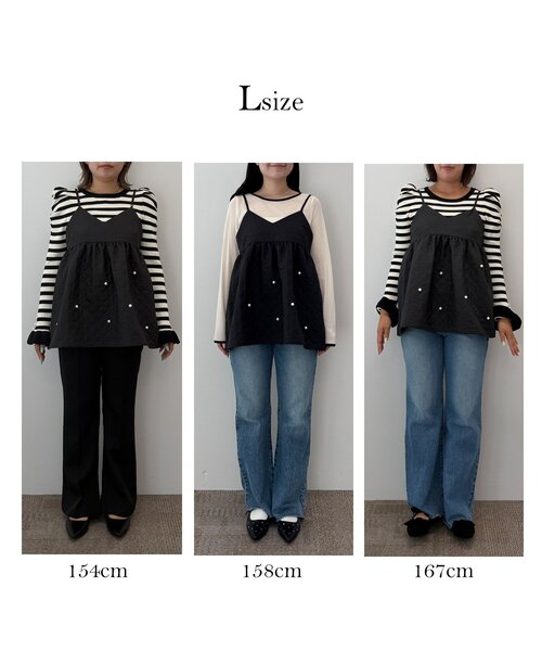 prose verse(プロズヴェール)の「裾パールキルティングビスチェ(キャミソール・レディース・ブラック・LARGE/MEDIUM)」の3枚目の写真