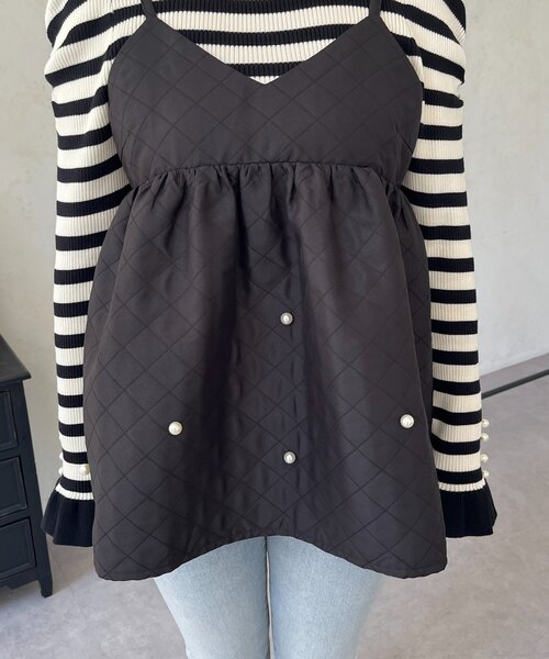prose verse(プロズヴェール)の「裾パールキルティングビスチェ(キャミソール・レディース・ブラック・LARGE/MEDIUM)」の20枚目の写真