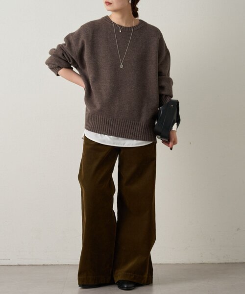 GALLARDAGALANTE(ガリャルダガランテ)の「【WEB限定カラーあり】ウールクループルオーバー(ニット/セーター・レディース・ネイビー/ブラウン/グリーン系・FREE)」の7枚目の写真