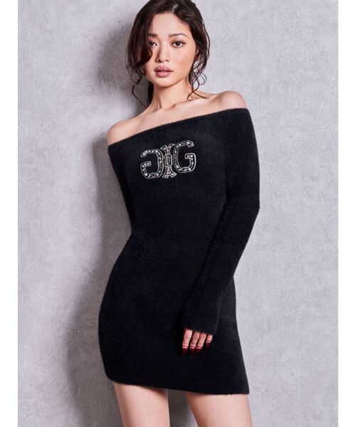 GYDA(ジェイダ)の「SymmetryGYDA bijouオフショルミニシャギーワンピース(ワンピース・レディース・オフホワイト/ベージュ/ブラック・FREE)」の4枚目の写真