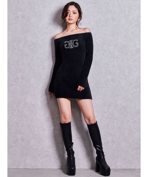 GYDA(ジェイダ)の「SymmetryGYDA bijouオフショルミニシャギーワンピース(ワンピース・レディース・オフホワイト/ベージュ/ブラック・FREE)」の7枚目の写真