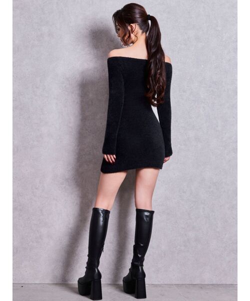 GYDA(ジェイダ)の「SymmetryGYDA bijouオフショルミニシャギーワンピース(ワンピース・レディース・オフホワイト/ベージュ/ブラック・FREE)」の8枚目の写真