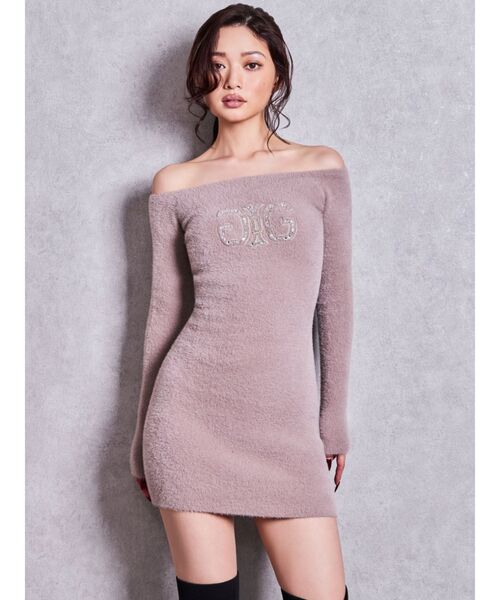 GYDA(ジェイダ)の「SymmetryGYDA bijouオフショルミニシャギーワンピース(ワンピース・レディース・オフホワイト/ベージュ/ブラック・FREE)」の9枚目の写真