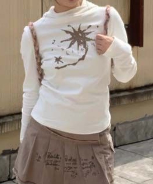 SHERU(シェル)の「タートルネックトップス ネル起毛(Tシャツ/カットソー・レディース・ブラック/ホワイト・M)」の5枚目の写真