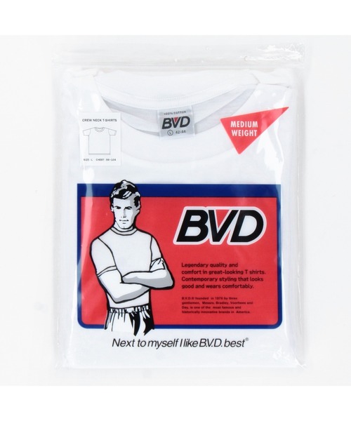 B.V.D(ビーブイディー)の「/B.V.D/150th PACK MEDIUM WEIGHT TEE(Tシャツ/カットソー・メンズ・ホワイト/ブラック・LARGE/MEDIUM/X-LARGE)」の2枚目の写真