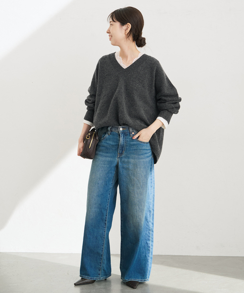 Spick & Span（スピックアンドスパン）の「クーマラムVネックプルオーバー（ニット/セーター・レディース・レッド/ベージュ/チャコールグレー/ブルー系その他・FREE）」の5枚目の写真