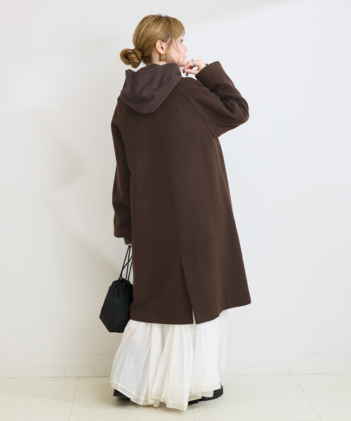 B.C STOCK(ベーセーストック)の「メルトモッサロングノーカラコート(ノーカラーコート・レディース・アイボリー/ブラック/ブラウン・FREE)」の13枚目の写真
