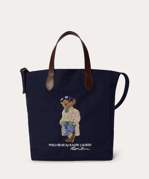 POLO RALPH LAUREN(ポロ ラルフ ローレン)の「Polo ベア キャンバス ショッパー トート(トートバッグ・メンズ・ネイビー系1・ONE)」の1枚目の写真