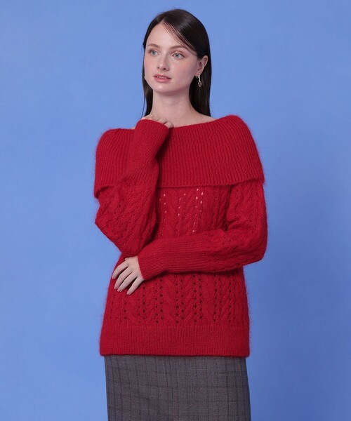 美品 ANAYI レーヨンナイロンポロ衿リブカーディガン プルオーバー 38 ANAYI（アナイ）の「レーヨンナイロンポロ衿リブ カーディガン（ニット