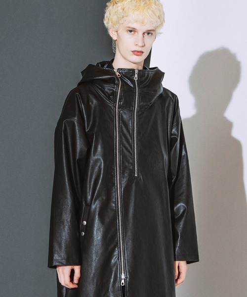 NO ID.(ノーアイディ)の「【NO ID.】Synthetic Leather Double Zip Mods Coat / シンセティック レザー ダブル ジップ モッズ コート(モッズコート・メンズ・ブラック系その他/ブラック・ONE)」の1枚目の写真