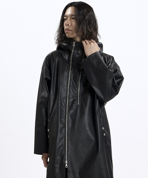 NO ID.(ノーアイディ)の「【NO ID.】Synthetic Leather Double Zip Mods Coat / シンセティック レザー ダブル ジップ モッズ コート(モッズコート・メンズ・ブラック系その他/ブラック・ONE)」の14枚目の写真