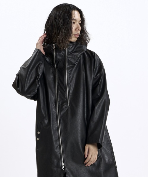 NO ID.(ノーアイディ)の「【NO ID.】Synthetic Leather Double Zip Mods Coat / シンセティック レザー ダブル ジップ モッズ コート(モッズコート・メンズ・ブラック系その他/ブラック・ONE)」の15枚目の写真