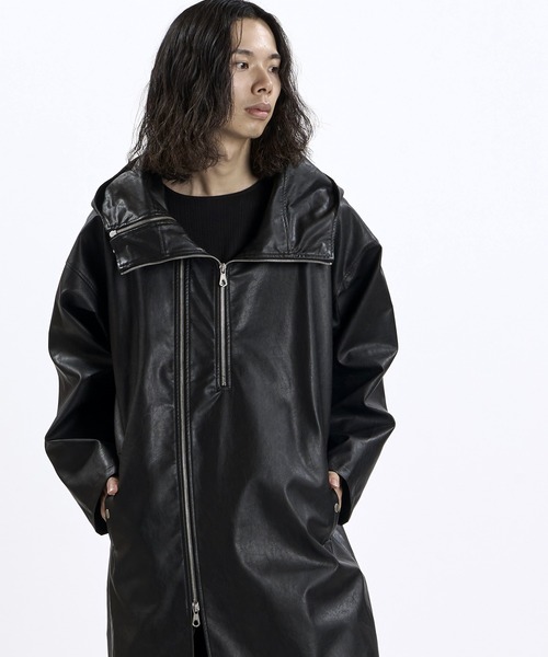 NO ID.(ノーアイディ)の「【NO ID.】Synthetic Leather Double Zip Mods Coat / シンセティック レザー ダブル ジップ モッズ コート(モッズコート・メンズ・ブラック系その他/ブラック・ONE)」の16枚目の写真