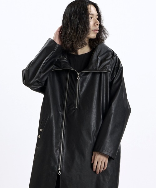 NO ID.(ノーアイディ)の「【NO ID.】Synthetic Leather Double Zip Mods Coat / シンセティック レザー ダブル ジップ モッズ コート(モッズコート・メンズ・ブラック系その他/ブラック・ONE)」の17枚目の写真
