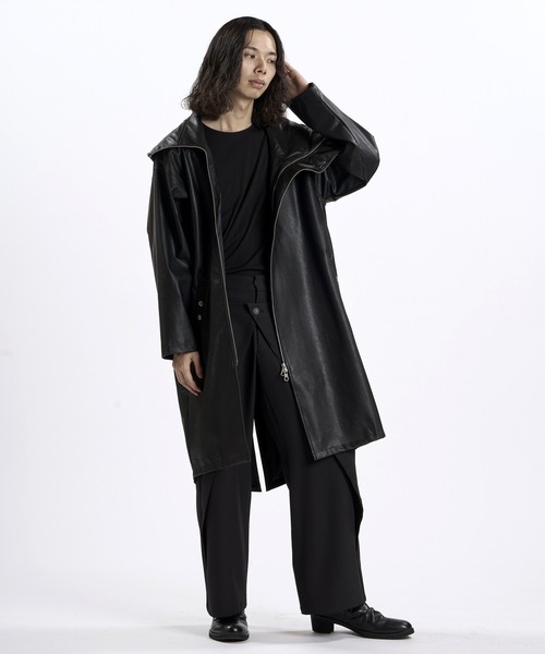 NO ID.(ノーアイディ)の「【NO ID.】Synthetic Leather Double Zip Mods Coat / シンセティック レザー ダブル ジップ モッズ コート(モッズコート・メンズ・ブラック系その他/ブラック・ONE)」の18枚目の写真