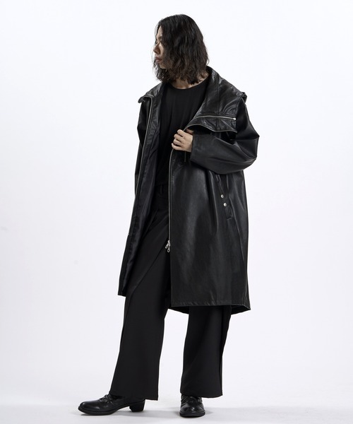 NO ID.(ノーアイディ)の「【NO ID.】Synthetic Leather Double Zip Mods Coat / シンセティック レザー ダブル ジップ モッズ コート(モッズコート・メンズ・ブラック系その他/ブラック・ONE)」の19枚目の写真