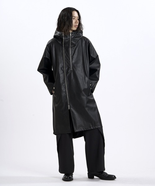 NO ID.(ノーアイディ)の「【NO ID.】Synthetic Leather Double Zip Mods Coat / シンセティック レザー ダブル ジップ モッズ コート(モッズコート・メンズ・ブラック系その他/ブラック・ONE)」の20枚目の写真