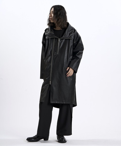 NO ID.(ノーアイディ)の「【NO ID.】Synthetic Leather Double Zip Mods Coat / シンセティック レザー ダブル ジップ モッズ コート(モッズコート・メンズ・ブラック系その他/ブラック・ONE)」の22枚目の写真