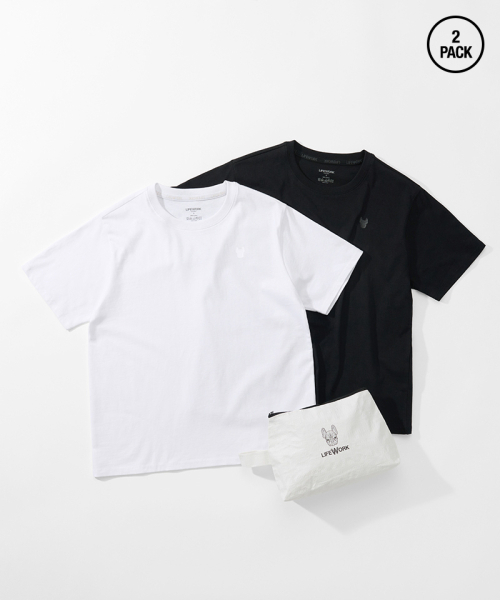 LIFE WORK(ライフワーク)の「レディース) ニュー2PACKベーシック半袖Tシャツ(Tシャツ/カットソー・レディース・ブラック×ホワイト・SMALL)」の2枚目の写真