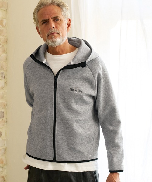 Maison code 13(メゾンコードサーティーン)の「mpa4202- Double Knit Full Zip Hoodie ジップパーカー(M26W-23)(パーカー・メンズ・トップグレー/ブラック・S/M/L/XL)」の7枚目の写真