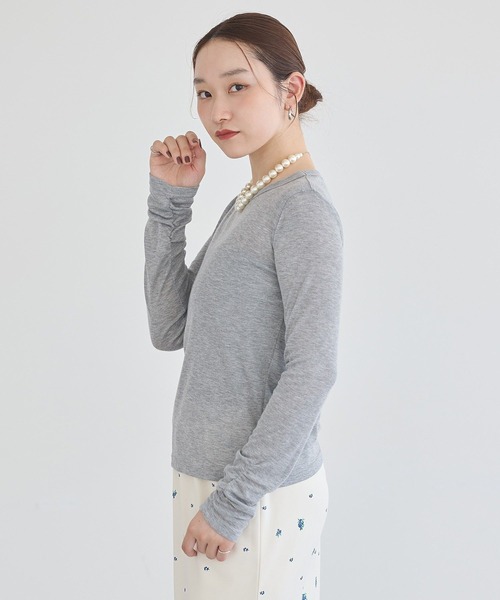 earth music&ecology(アースミュージックアンドエコロジー)の「シアーフライストップス(Tシャツ/カットソー・レディース・グレー/ブラウン/オフホワイト/ブラック・FREE)」の8枚目の写真