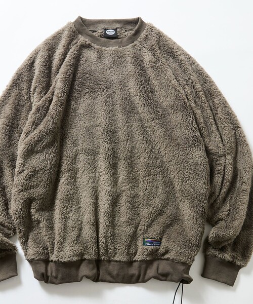 FREAK'S STORE(フリークスストア)の「限定展開 リラックスフィット ラグランスリーブ シャギーフリース プルオーバー(その他トップス・メンズ・ブラック/グレイッシュベージュ/スミクロ/オリーブ・SMALL/LARGE/MEDIUM)」の3枚目の写真