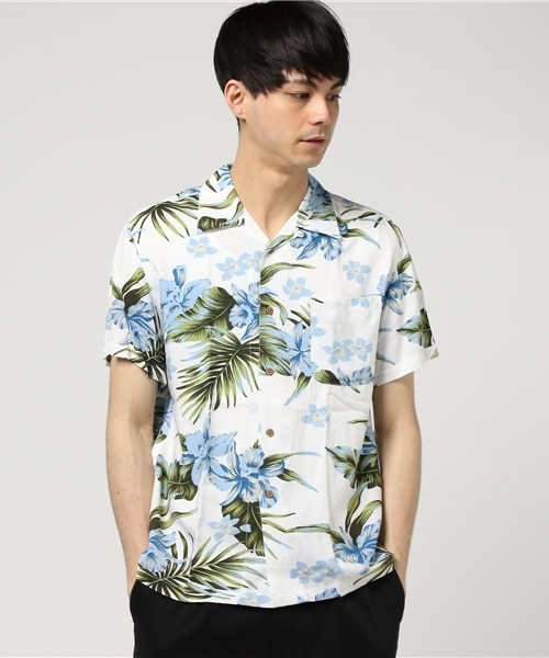 LB/S （エルビーエス）の「【SEAVAN】レーヨンアロハシャツ（シャツ/ブラウス・メンズ・ホワイト/ブラック/レッド/サックスブルー/アイボリー・LARGE/MEDIUM/X-LARGE/XX-LARGE）」の4枚目の写真