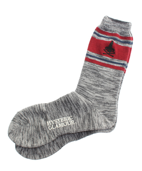 HYSTERIC GLAMOUR（ヒステリックグラマー）の「WOMAN ON SKULL刺繍ソックス（ソックス/靴下・メンズ・レッド/ネイビー/トップグレー・FREE）」の2枚目の写真
