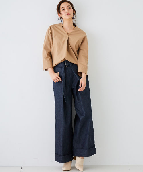 STUDIOUS（ステュディオス）の「【STUDIOUS】オーバータックボリュームパンツ（その他パンツ・レディース・ネイビー/キャメル・0/1）」の6枚目の写真