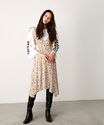 MOUSSY | SHOULDER TIE FLOWER DRESS(ワンピース)