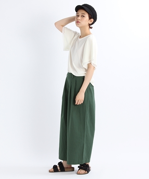 studio CLIP（スタディオクリップ）の「コットンリネンクロスワイドパンツ（その他パンツ・レディース・カーキ/ネイビー/ライトグレー・LARGE/MEDIUM）」の5枚目の写真