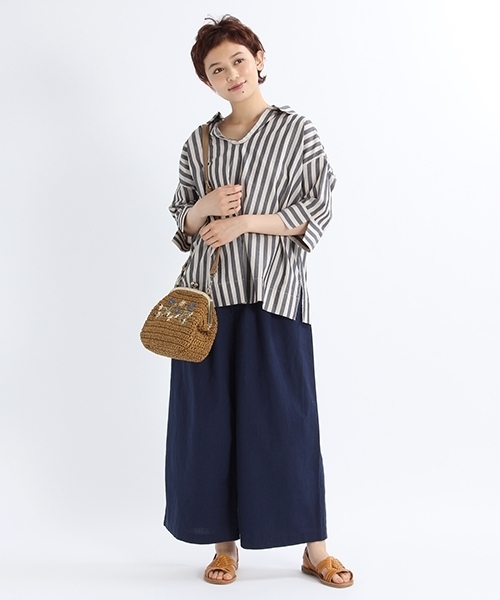 studio CLIP（スタディオクリップ）の「コットンリネンクロスワイドパンツ（その他パンツ・レディース・カーキ/ネイビー/ライトグレー・LARGE/MEDIUM）」の6枚目の写真