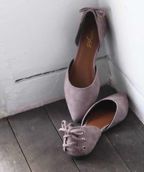 SESTO（セスト）の「かかとレースアップシューズ（パンプス・レディース・ブラック/グレイッシュベージュ/ネイビー/パープル/ダークブラウン/グリーン/レッド/マスタード/グレー・24.5cm/24.0cm/22.5cm/25.0cm/23.5cm/23.0cm/22.0cm）」の3枚目の写真