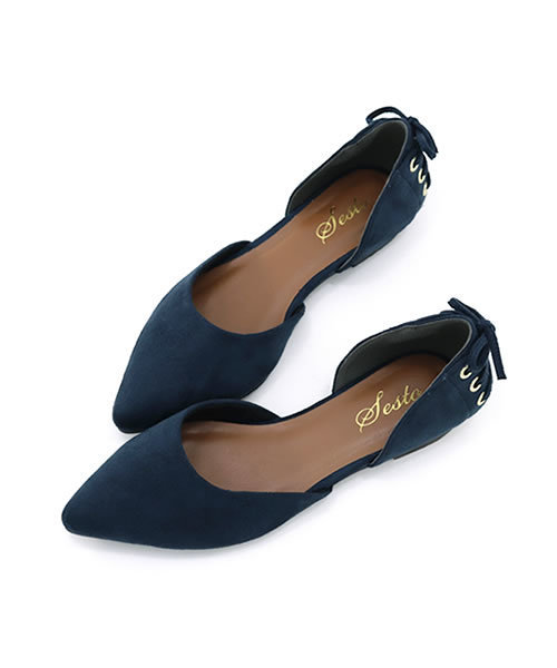 SESTO（セスト）の「かかとレースアップシューズ（パンプス・レディース・ブラック/グレイッシュベージュ/ネイビー/パープル/ダークブラウン/グリーン/レッド/マスタード/グレー・24.5cm/24.0cm/22.5cm/25.0cm/23.5cm/23.0cm/22.0cm）」の16枚目の写真