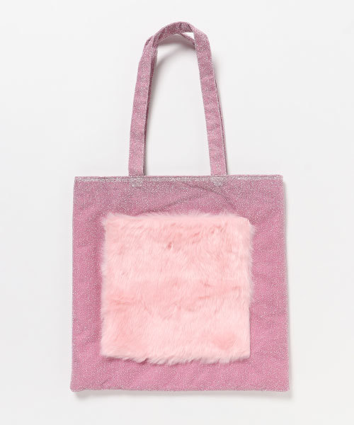 WEGO（ウィゴー）の「WEGO/ポケットファーグリッタートートバッグ（トートバッグ・レディース・ブラウン/ピンク/シルバー/ブラック・FREE）」の12枚目の写真