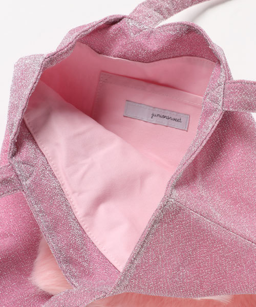 WEGO（ウィゴー）の「WEGO/ポケットファーグリッタートートバッグ（トートバッグ・レディース・ブラウン/ピンク/シルバー/ブラック・FREE）」の8枚目の写真