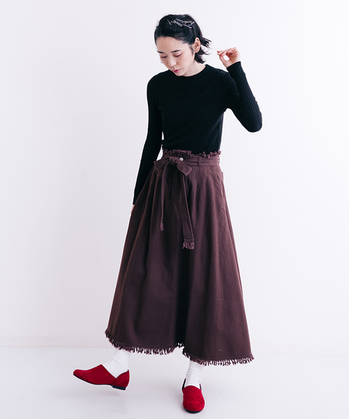 MERLOT（メルロー）の「ウエストリボンタックスカート654-2527（スカート・レディース・ブラウン/ベージュ/ブラック・FREE）」の17枚目の写真