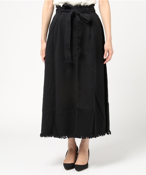 MERLOT（メルロー）の「ウエストリボンタックスカート654-2527（スカート・レディース・ブラウン/ベージュ/ブラック・FREE）」の4枚目の写真