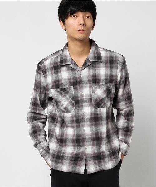 WEGO（ウィゴー）の「WEGO/オンブレオープンカラーネルシャツ（シャツ/ブラウス・メンズ・ブラウン系その他2/ブラック系その他2・LARGE/MEDIUM）」の14枚目の写真