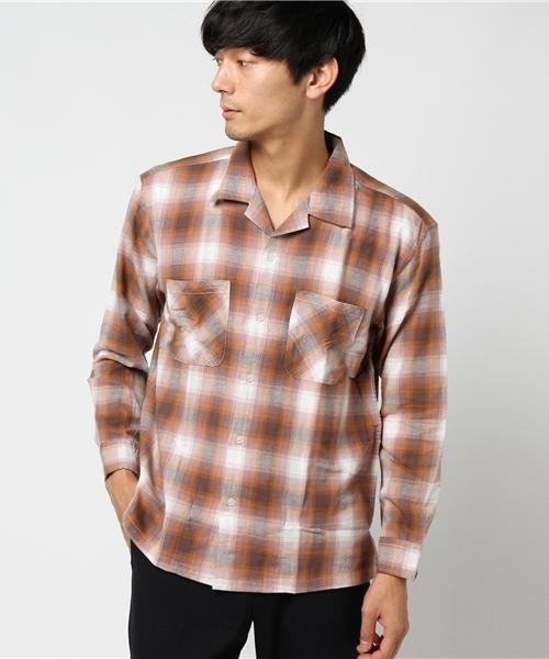 WEGO（ウィゴー）の「WEGO/オンブレオープンカラーネルシャツ（シャツ/ブラウス・メンズ・ブラウン系その他2/ブラック系その他2・LARGE/MEDIUM）」の15枚目の写真