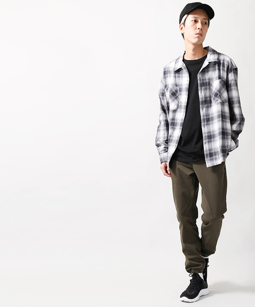 WEGO（ウィゴー）の「WEGO/オンブレオープンカラーネルシャツ（シャツ/ブラウス・メンズ・ブラウン系その他2/ブラック系その他2・LARGE/MEDIUM）」の8枚目の写真