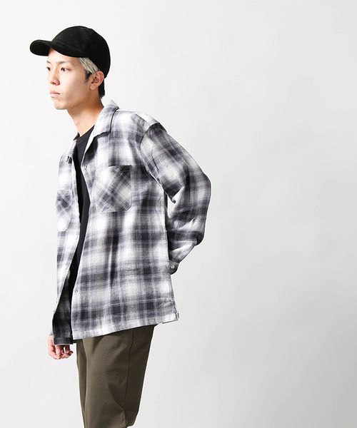 WEGO（ウィゴー）の「WEGO/オンブレオープンカラーネルシャツ（シャツ/ブラウス・メンズ・ブラウン系その他2/ブラック系その他2・LARGE/MEDIUM）」の9枚目の写真