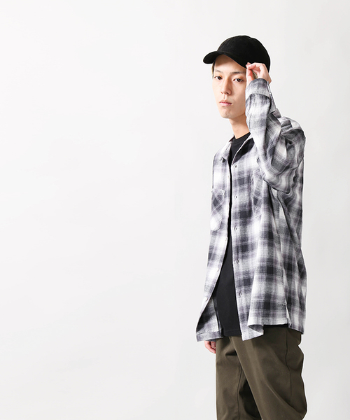 WEGO（ウィゴー）の「WEGO/オンブレオープンカラーネルシャツ（シャツ/ブラウス・メンズ・ブラウン系その他2/ブラック系その他2・LARGE/MEDIUM）」の10枚目の写真