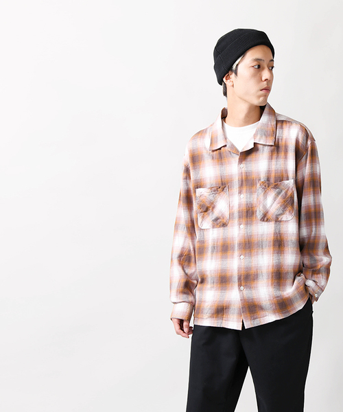 WEGO（ウィゴー）の「WEGO/オンブレオープンカラーネルシャツ（シャツ/ブラウス・メンズ・ブラウン系その他2/ブラック系その他2・LARGE/MEDIUM）」の12枚目の写真