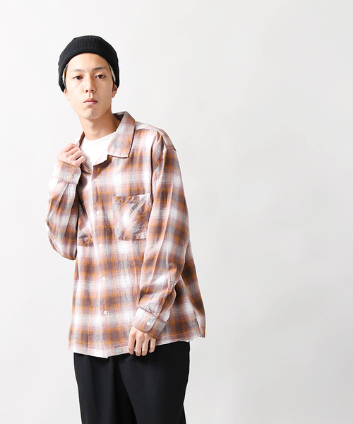 WEGO（ウィゴー）の「WEGO/オンブレオープンカラーネルシャツ（シャツ/ブラウス・メンズ・ブラウン系その他2/ブラック系その他2・LARGE/MEDIUM）」の13枚目の写真