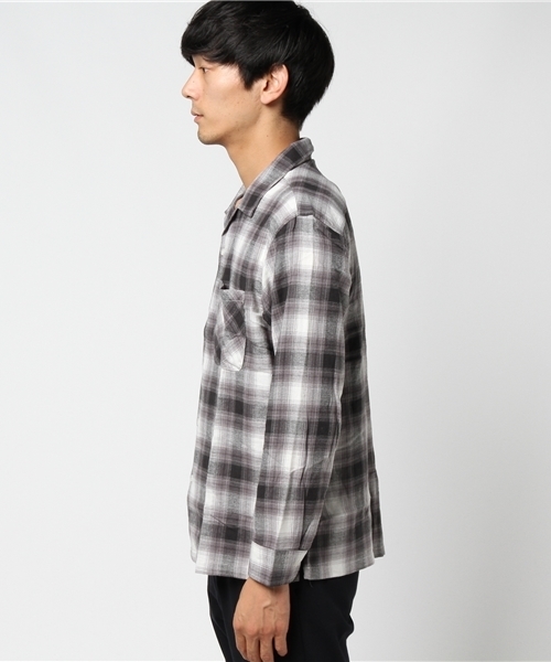 WEGO（ウィゴー）の「WEGO/オンブレオープンカラーネルシャツ（シャツ/ブラウス・メンズ・ブラウン系その他2/ブラック系その他2・LARGE/MEDIUM）」の3枚目の写真