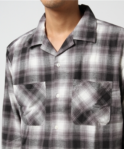 WEGO（ウィゴー）の「WEGO/オンブレオープンカラーネルシャツ（シャツ/ブラウス・メンズ・ブラウン系その他2/ブラック系その他2・LARGE/MEDIUM）」の5枚目の写真