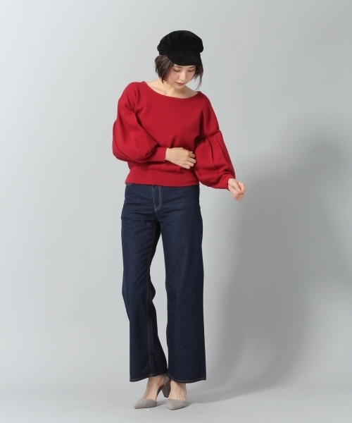 Andemiu（アンデミュウ）の「ソデボリュームボートネックプルオーバー773131（ニット/セーター・レディース・アイボリー/レッド/ブラック・FREE）」の5枚目の写真