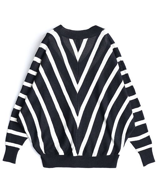 SHAREEF（シャリーフ）の「BIAS STRIPE DOLMAN P/O（ニット/セーター・メンズ・ピンク系その他/ホワイト/イエロー・1/2）」の6枚目の写真